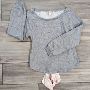 Victoria's Secret Boat Neck, Balloon Sleeve Sweatshirt with Satin Tie